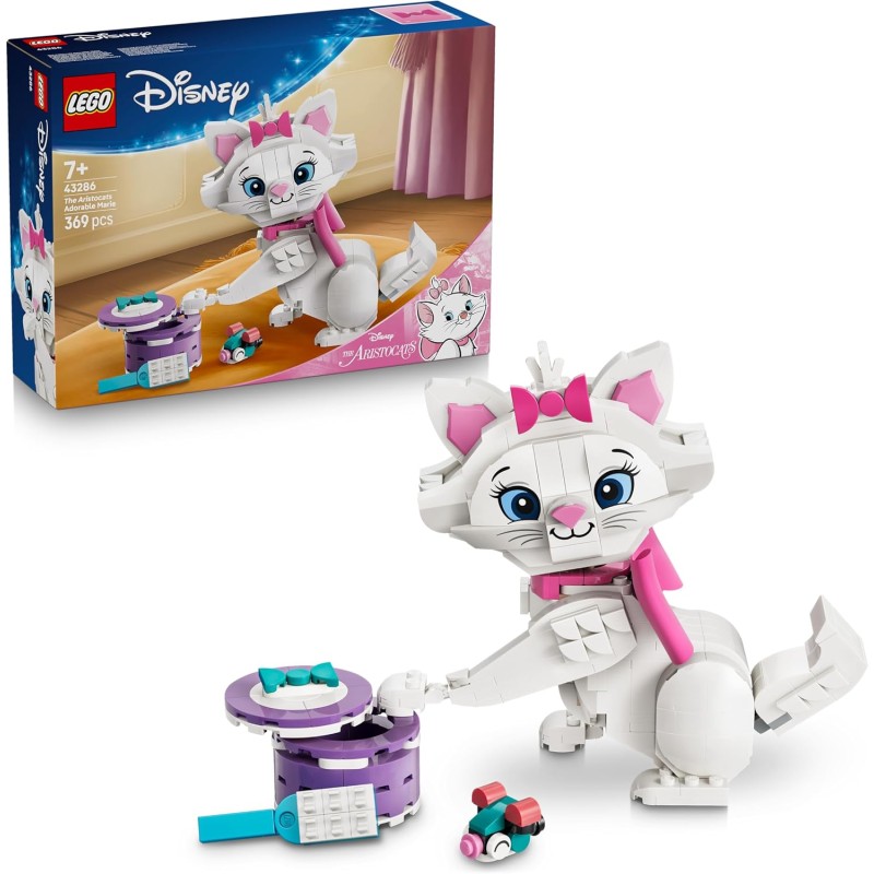 LEGO | 43286 Disney Adorabile Minou de Gli Aristogatti - Gatto Giocattolo con Accessori, incluso un Fiocco in Tessuto - Decoraz