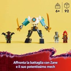 LEGO NINJAGO 71827 Mech da Battaglia di Zane - Figura Giocattolo Ninja Snodabile con 3 Minifigure con Armatura, Spade e Accesso