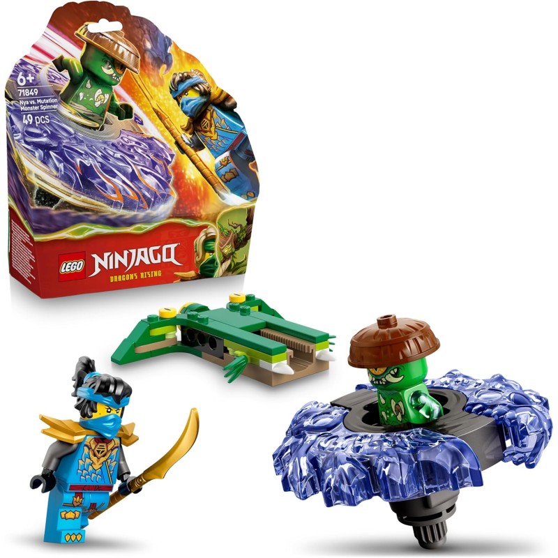 LEGO NINJAGO 71849 Nya Contro Spinner Mostro della Mutazione - Giocattolo Ninja Rotante con Lanciatore, Trottola da Combattimen