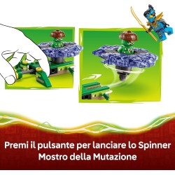 LEGO NINJAGO 71849 Nya Contro Spinner Mostro della Mutazione - Giocattolo Ninja Rotante con Lanciatore, Trottola da Combattimen