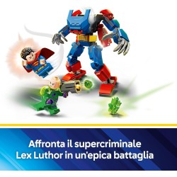 LEGO 76302 DC Mech di Superman Contro Lex Luthor - Action Figure Giocattolo del Supereroe Snodabile con 2 Minifigure