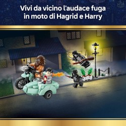 LEGO 76459 Harry Potter Fuga da Privet Drive di Hagrid e Harry - Moto Giocattolo con 4 Minifigure incl. 2 Mangiamorte e una Sce