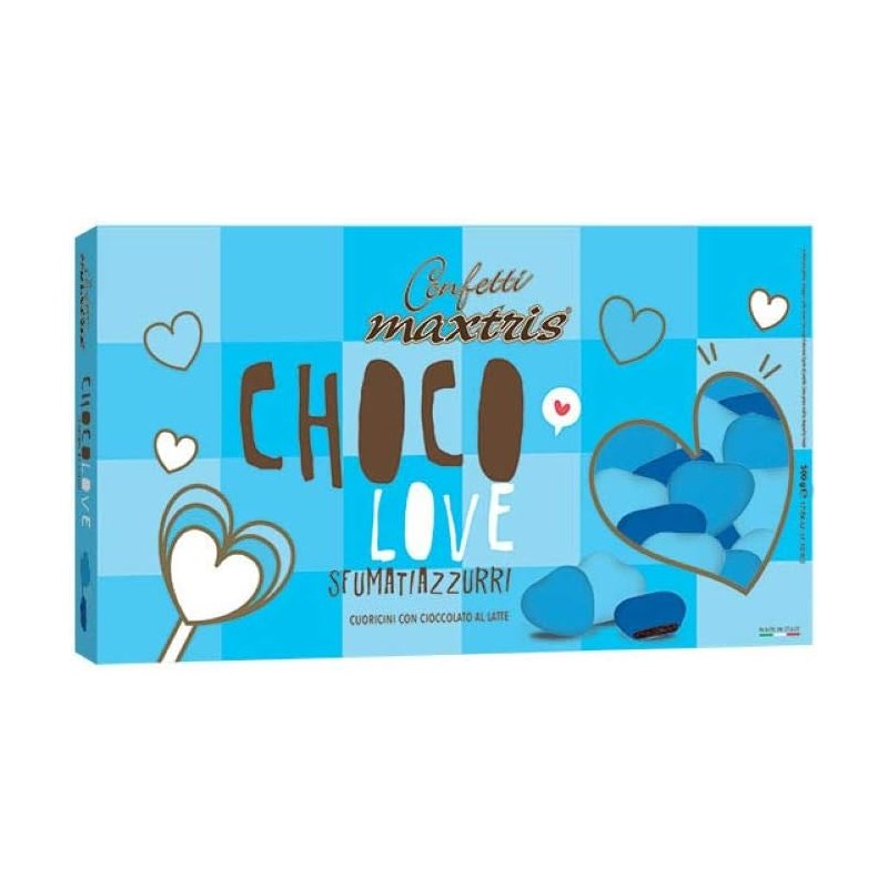 MAXTRIS - CONFETTI CHOCO LOVE 500 gr. - CUORICINI SFUMATI CON CIOCCOLATO AL LATTE (Celesti), MAX0074