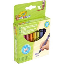 CRAYOLA Mini Kids, Maxi Pastelli a Cera Lavabili, Forma Triangolare Ideale per i Bambini, 16 Colori Assortiti, Età 12 Mesi, 52-