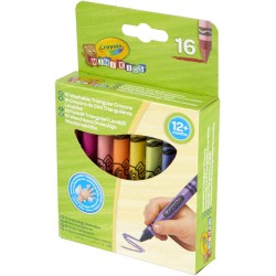 CRAYOLA Mini Kids, Maxi Pastelli a Cera Lavabili, Forma Triangolare Ideale per i Bambini, 16 Colori Assortiti, Età 12 Mesi, 52-