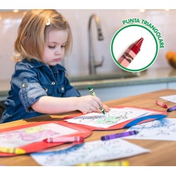 CRAYOLA Mini Kids, Maxi Pastelli a Cera Lavabili, Forma Triangolare Ideale per i Bambini, 16 Colori Assortiti, Età 12 Mesi, 52-