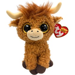 TY Beanie Boos - Alfie la Mucca con Occhi Arancioni Grandi e Glitter, il Peluche con gli Occhi Grandi Scintillanti - 15 Cm - T3