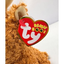 TY Beanie Boos - Alfie la Mucca con Occhi Arancioni Grandi e Glitter, il Peluche con gli Occhi Grandi Scintillanti - 15 Cm - T3