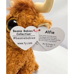 TY Beanie Boos - Alfie la Mucca con Occhi Arancioni Grandi e Glitter, il Peluche con gli Occhi Grandi Scintillanti - 15 Cm - T3
