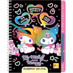 Lisciani - My Melody & Kuromi – Libro da Graffio Hello Kitty per Bambini dai 5 Anni in su – Rivelazione con Graffio con 44 Pagi