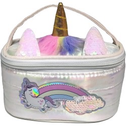 Girabrilla Puffer Unicorn Case White, 1 mini Porta Oggetti Bianco con Unicorno iridescente