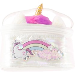 Girabrilla Puffer Unicorn Case White, 1 mini Porta Oggetti Bianco con Unicorno iridescente