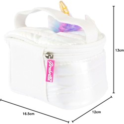 Girabrilla Puffer Unicorn Case White, 1 mini Porta Oggetti Bianco con Unicorno iridescente