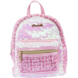 Girabrilla Tweed Backpack, Zainetto in Tessuto con Chiusura Zip e Paillettes Reversibili