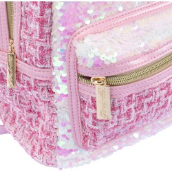 Girabrilla Tweed Backpack, Zainetto in Tessuto con Chiusura Zip e Paillettes Reversibili