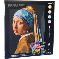 Diamantiny Level Up - QUADRO - Creative Art, Kit crea il Mosaico con i Numeri, Ragazza con Orecchino di Perla