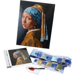 Diamantiny Level Up - QUADRO - Creative Art, Kit crea il Mosaico con i Numeri, Ragazza con Orecchino di Perla