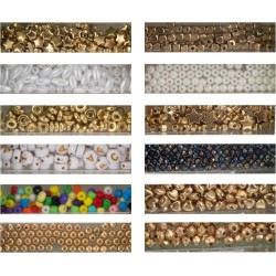 Nice Group - Perline ABC Gold Mixed, Kit da oltre 600 Perline colorate e multiformi
