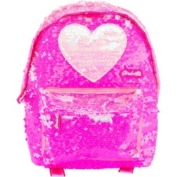 Girabrilla Heart Backpack, Zainetto Magenta con Cuore Bianco