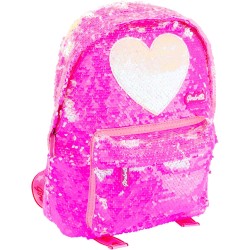 Girabrilla Heart Backpack, Zainetto Magenta con Cuore Bianco