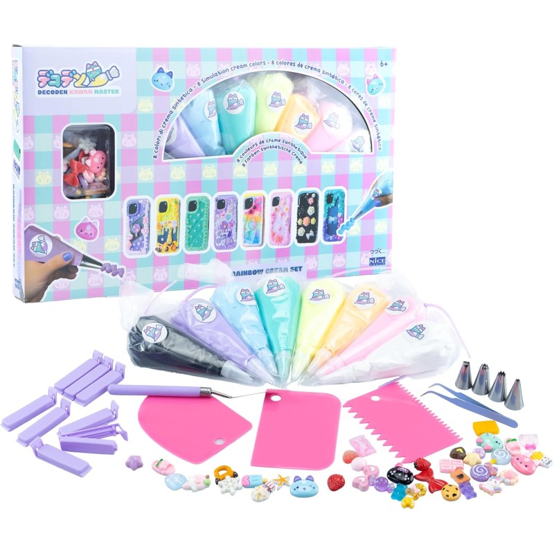 MOMOMI Nice Group Decoden Rainbow Cream Set, 1 Kit Creme Sintetiche Colori Arcobaleno