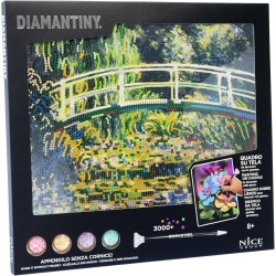 Diamantiny Level Up - QUADRO - Creative Art, Kit crea il Mosaico con i Numeri, Ninfee Bianche