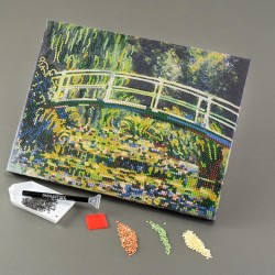 Diamantiny Level Up - QUADRO - Creative Art, Kit crea il Mosaico con i Numeri, Ninfee Bianche