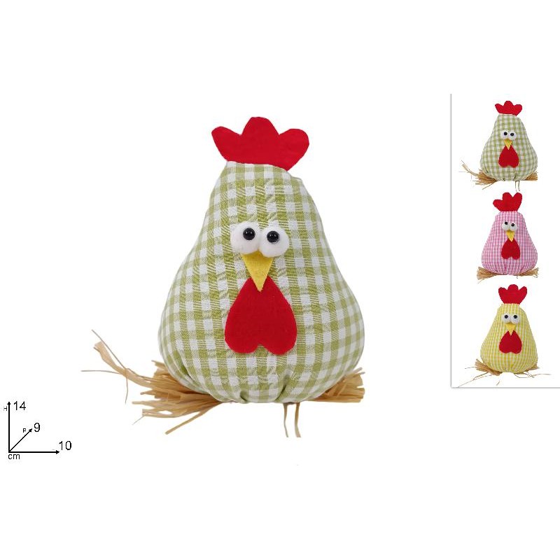 Gallina 12 cm Fantasia Quadri, colori assortiti, 1 pezzo