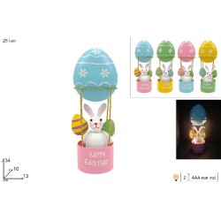 Mongolfiera Uovo Metallo con Coniglio, modelli assortiti, 1 pezzo