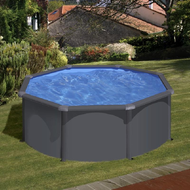 Piscina acciaio GRE Serie ANTRACITE diam. 300 h120 tonda KIT300GY