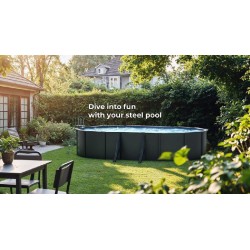 Piscina acciaio GRE Serie ANTRACITE diam. 350 h120 tonda KIT350GY