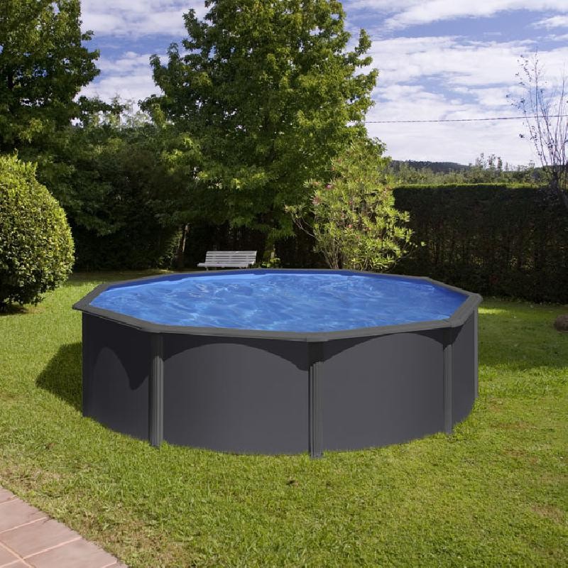 Piscina acciaio GRE Serie ANTRACITE diam. 460 h120 tonda KIT460GY