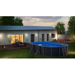 Piscina acciaio GRE Serie ANTRACITE 500x300 h120 ovale KIT500GY