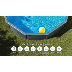 Piscina acciaio GRE Serie ANTRACITE diam. 350 h132 tonda KITPR358GY