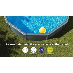 Piscina acciaio GRE Serie ANTRACITE diam. 350 h132 tonda KITPR358GY
