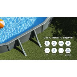 Piscina acciaio GRE Serie ANTRACITE 730x375 h 132 ovale KITPROV738GY
