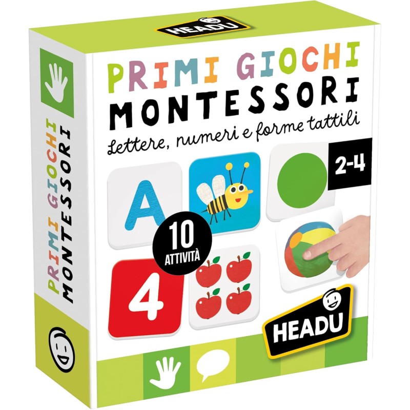 HEADU - Primi Giochi Montessori - Lettere Numeri e Forme Tattili | Giochi Educativi Montessori Bambini 2-4 Anni, Imparare Alfab