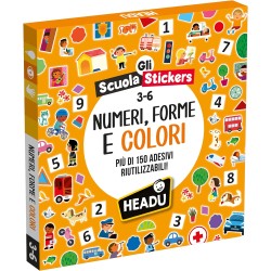 HEADU - Scuola Stickers Numeri Forme e Colori - Oltre 150 Adesivi Riutilizzabili | Impara Numeri Forme e Colori con gli Sticker