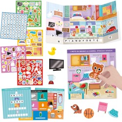 HEADU - Scuola Stickers Le Mie Prime Parole - 200 Adesivi Riutilizzabili | Impara a Leggere e Scrivere con Gli Adesivi Stacca-A