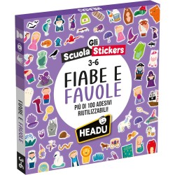 HEADU - Scuola Stickers Fiabe e Favole - Oltre 100 Stickers Riutilizzabili | Inventa Storie Sempre Nuove con Gli Adesivi Stacca