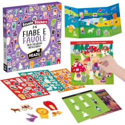 HEADU - Scuola Stickers Fiabe e Favole - Oltre 100 Stickers Riutilizzabili | Inventa Storie Sempre Nuove con Gli Adesivi Stacca