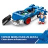 LEGO Sonic the Hedgehog: Sonic: Fulmine Supersonico - Macchina Giocattolo con Minifigure, Chaos Emerald e 3 Anelli d'Oro - 