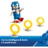 LEGO Sonic the Hedgehog: Sonic: Fulmine Supersonico - Macchina Giocattolo con Minifigure, Chaos Emerald e 3 Anelli d'Oro - 