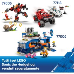 LEGO Sonic the Hedgehog: Sonic: Fulmine Supersonico - Macchina Giocattolo con Minifigure, Chaos Emerald e 3 Anelli d'Oro - 