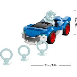 LEGO Sonic the Hedgehog: Sonic: Fulmine Supersonico - Macchina Giocattolo con Minifigure, Chaos Emerald e 3 Anelli d'Oro - 