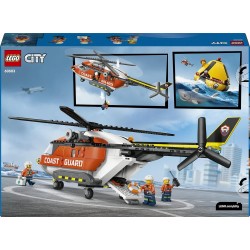 LEGO 60503 City Coast Guard Helicopter Toy - Emergency Vehicle Model Kit w/Sliding Doors, Winch, 4 Minifigures & Shark Figure -
