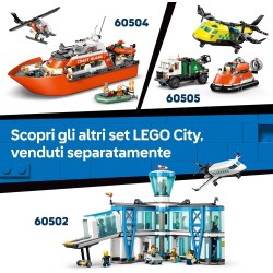 LEGO 60503 City Coast Guard Helicopter Toy - Emergency Vehicle Model Kit w/Sliding Doors, Winch, 4 Minifigures & Shark Figure -
