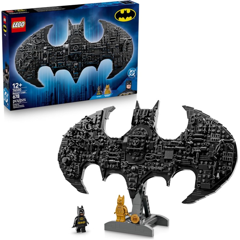 LEGO 76330 DC Logo di Batman - Giocattolo da Supereroi con 2 Minifigure da Collezione - Decorazione da Parete 3D Fai da Te o da