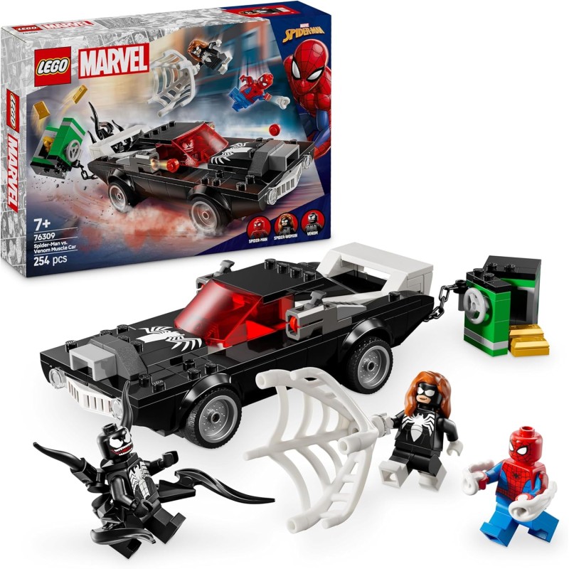 LEGO | 76309 Marvel Spider-Man Contro Muscle Car di Venom - Macchina Giocattolo da Costruire con 3 Minifigure