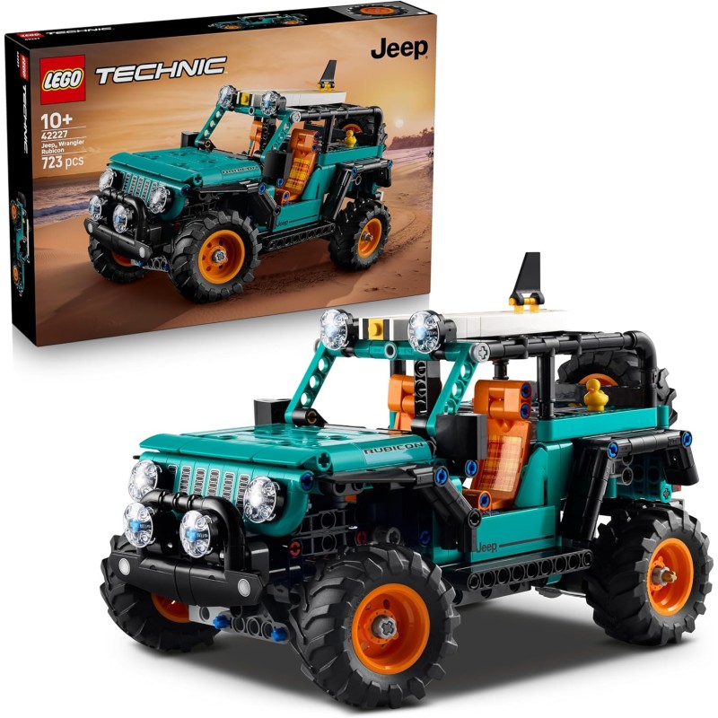 LEGO 42227 Technic SUV Jeep Wrangler Rubicon Giocattolo - Modello di Macchina Fuoristrada con Motore V6, Sterzo e Sospensioni -